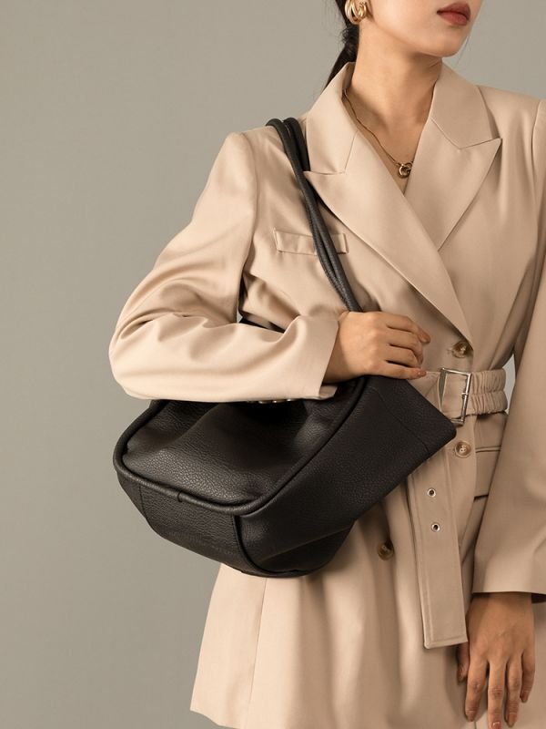 画像7: Simple Large Capacity shoulderTote Bag  レザーバケットショルダートートバッグ (7)