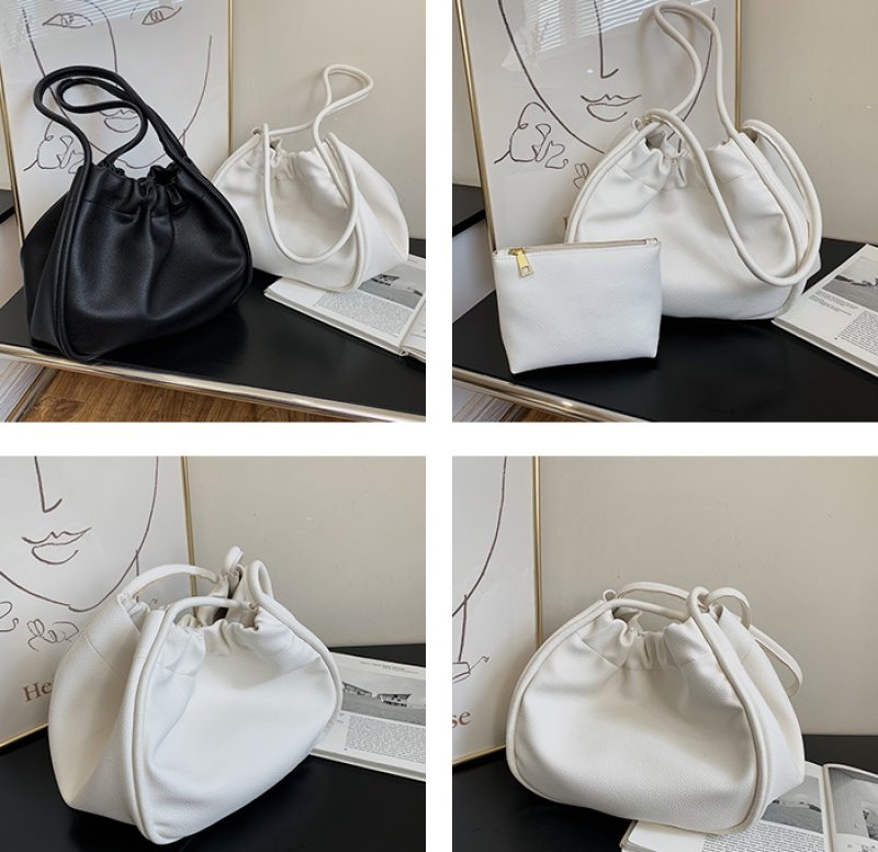 画像15: Simple Large Capacity shoulderTote Bag  レザーバケットショルダートートバッグ (15)