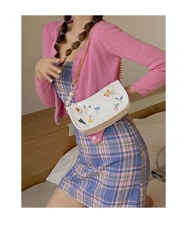 画像6: One-shoulder pearl handle Pop print shoulderTote Bag  レザーパールハンドルポッププリントショルダートートバッグ (6)