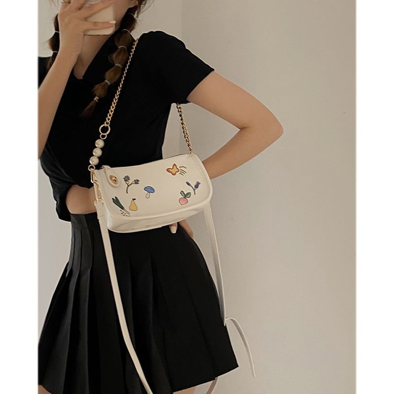 画像5: One-shoulder pearl handle Pop print shoulderTote Bag  レザーパールハンドルポッププリントショルダートートバッグ (5)