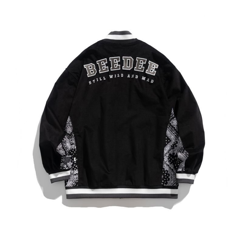 画像3: cashew nut stitching letter Embroidery baseball uniform Stajan baseball uniform jacket blouson ユニセッ クス男女兼用ペイズリーバンダナ柄&レター刺繡 スタジャン ジャンパー  ジャケット ブルゾン (3)
