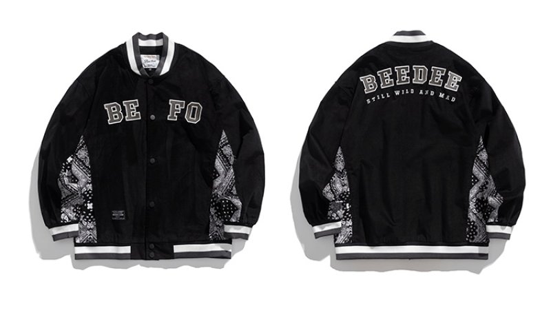 画像6: cashew nut stitching letter Embroidery baseball uniform Stajan baseball uniform jacket blouson ユニセッ クス男女兼用ペイズリーバンダナ柄&レター刺繡 スタジャン ジャンパー  ジャケット ブルゾン (6)