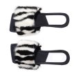 画像1: Zebra pattern mink fur flat bottom sandals  slippers　ゼブラ柄ミンクファーサンダル スリッパ (1)