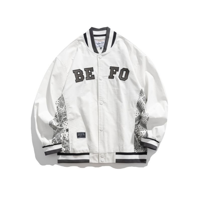 画像2: cashew nut stitching letter Embroidery baseball uniform Stajan baseball uniform jacket blouson ユニセッ クス男女兼用ペイズリーバンダナ柄&レター刺繡 スタジャン ジャンパー  ジャケット ブルゾン (2)