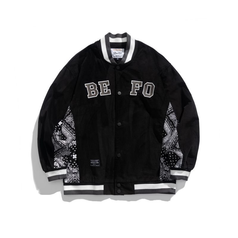 画像8: cashew nut stitching letter Embroidery baseball uniform Stajan baseball uniform jacket blouson ユニセッ クス男女兼用ペイズリーバンダナ柄&レター刺繡 スタジャン ジャンパー  ジャケット ブルゾン (8)