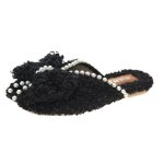画像1: furry Pearl sandals  slippers　パール付きリボンファーサンダル スリッパ (1)