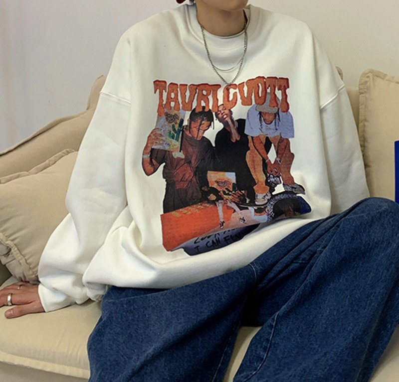 画像3: Hip Hop photo  Print Sweater unisex 男女兼用 ユニセックスヒップホップフォトプリント長袖 スウェットトレーナー (3)
