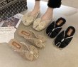 画像3: furry Pearl sandals  slippers　パール付きリボンファーサンダル スリッパ (3)