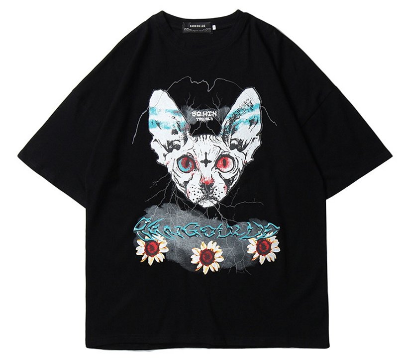 画像5: Cat print oversizedT-shirt unisex　男女兼用 ユニセックスオーバーサイズ キャット 猫イラストプリント半袖Tシャツ (5)