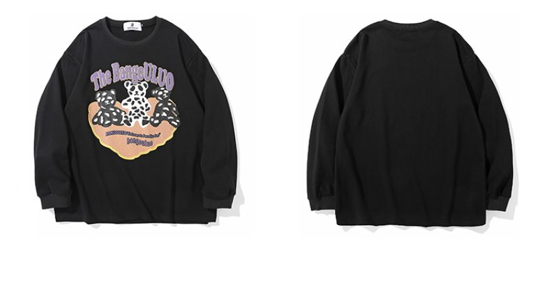 画像6: 3 bear print long sleeve T-shirts unisex　男女兼用 ユニセックスベア 熊プリント長袖Tシャツ (6)
