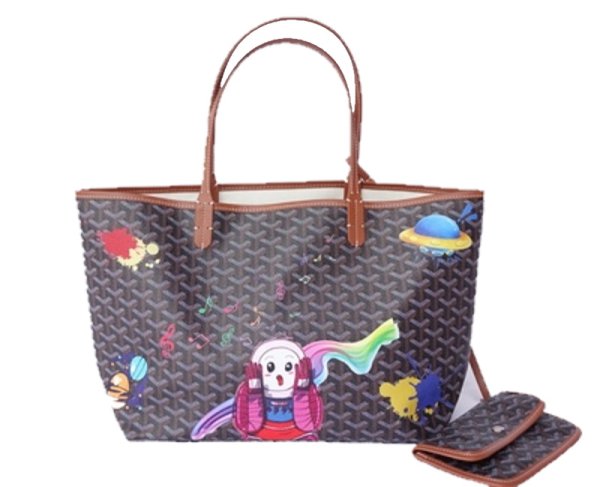 画像1: large-capacity graffiti printed leather tote bag shoppingbag　グラフィティプリントレザーバッグ レジャートートショルダーバッグ (1)