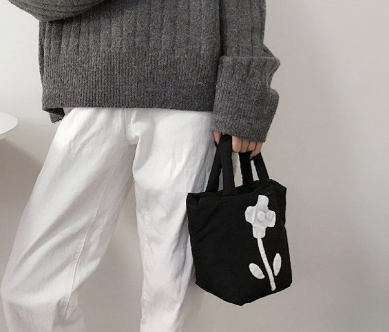 画像4: Tangtang bucke tote  eco bag フラワーモチーフタンタンバケットトートバッグ (4)