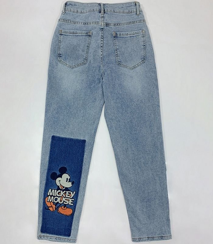 Women's Mickey Mouse back print denim pants jeans ミッキー