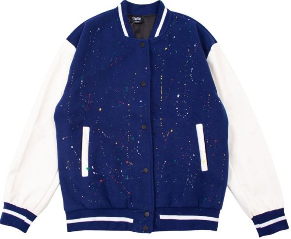 画像1: irregular splash ink Baseball Jacketembroidery Baseball Jacket blouson  ユニセッ クス男女兼用イレギュラースプラッシュインクスタジャン ジャンパー  ジャケット ブルゾン (1)