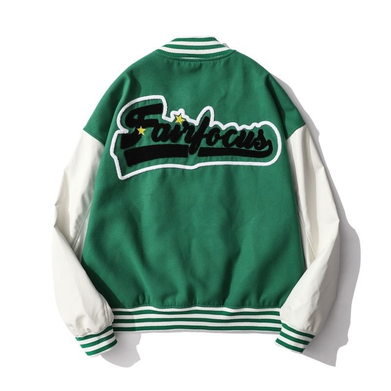 画像4: High Street American Woolen Embroidered Leather Sleeve Baseball Jacketembroidery Baseball Jacket blouson  ユニセッ クス男女兼用ハイストリートヒップホップ刺繍スタジャン ジャンパー  ジャケット ブルゾン (4)