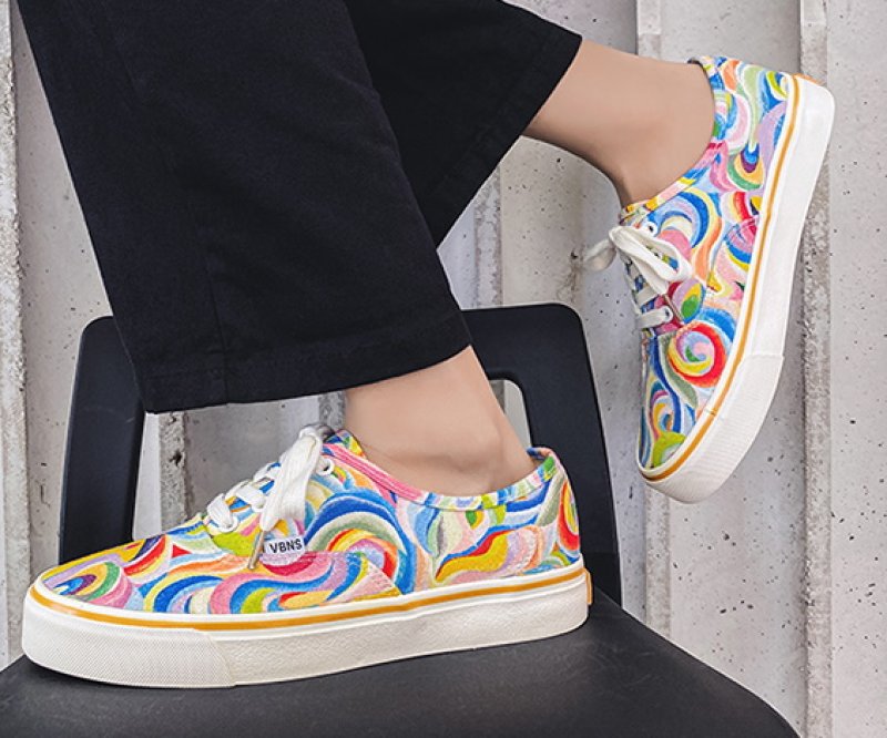 画像4: Unisex rainbow pattern Canvas  Sneakers 男女兼用ユニセックスレインボーレースアップキャンバススニーカー  (4)