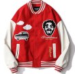 画像1: High Street American Woolen Embroidered Leather Sleeve Baseball Jacketembroidery Baseball Jacket blouson  ユニセッ クス男女兼用ハイストリートヒップホップ刺繍スタジャン ジャンパー  ジャケット ブルゾン (1)