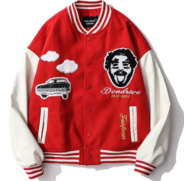 画像1: High Street American Woolen Embroidered Leather Sleeve Baseball Jacketembroidery Baseball Jacket blouson  ユニセッ クス男女兼用ハイストリートヒップホップ刺繍スタジャン ジャンパー  ジャケット ブルゾン (1)