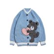 画像2: embroidery love bear V-neck cardigan sweater  unisex　男女兼用 ユニセックス ラブベアVネックカーディガン セーターセーター (2)