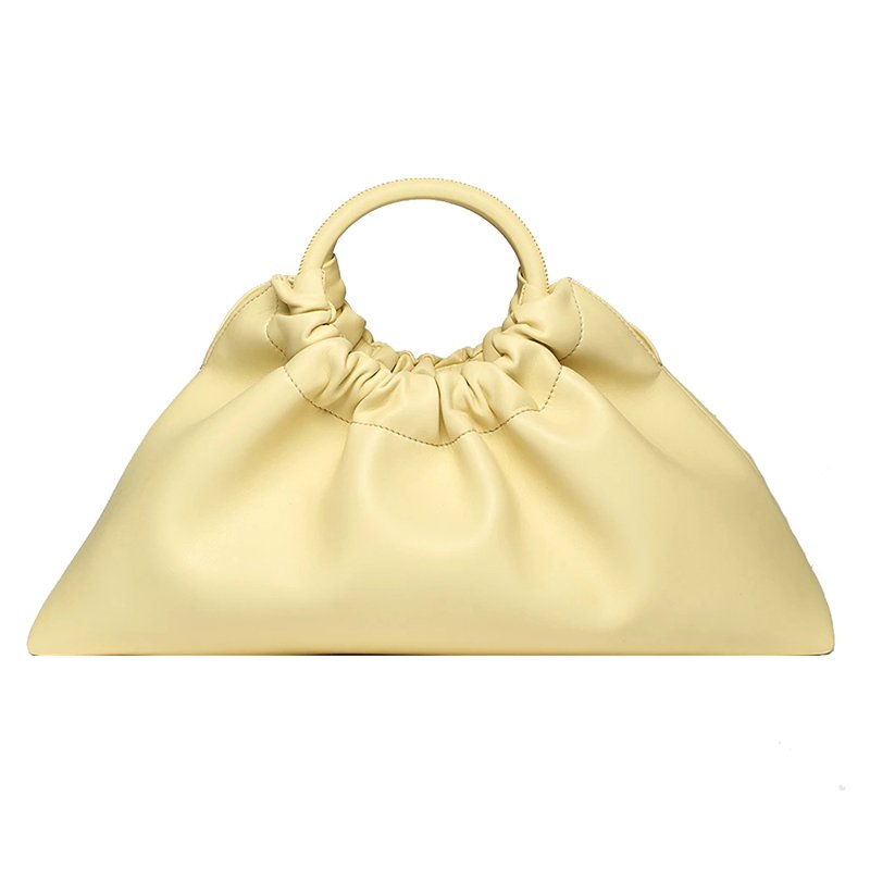 画像2: fan-shaped dumpling bag  ソフトレザー 扇型トート クラッチバッグ (2)