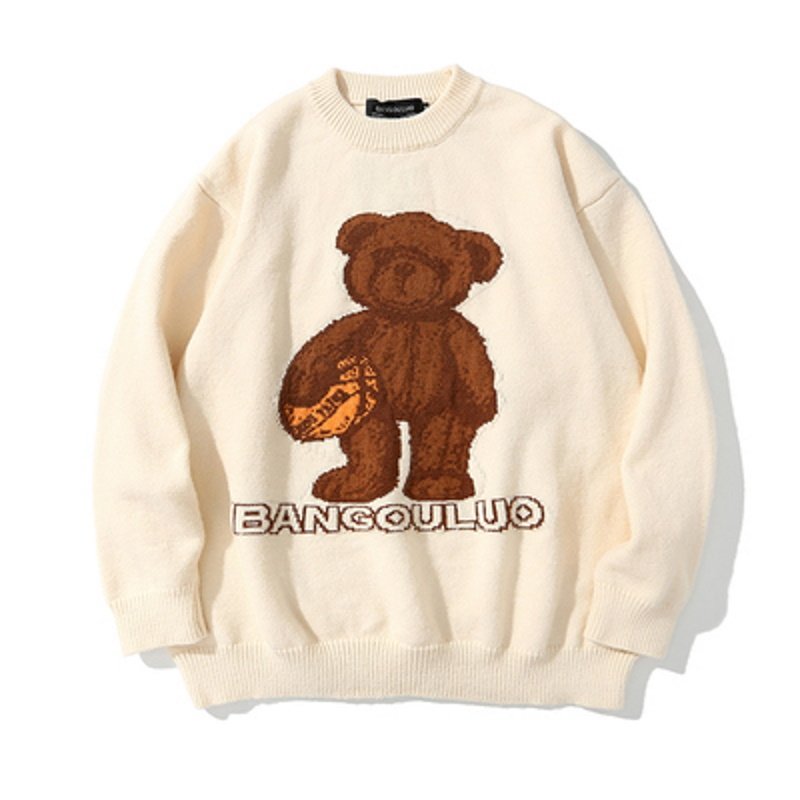 画像2: Unisex bear print sweater  Pullover Sweater 男女兼用 ユニセックスベア 熊 編み込みプルオーバーセーター (2)