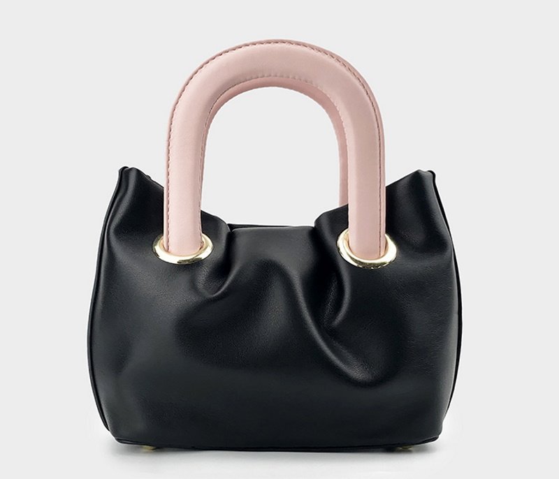 画像2: color matching portable fold cloud small bag  ソフトレザー カラーマッチングトートバッグ (2)