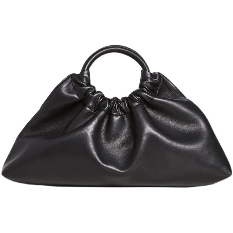 画像5: fan-shaped dumpling bag  ソフトレザー 扇型トート クラッチバッグ (5)