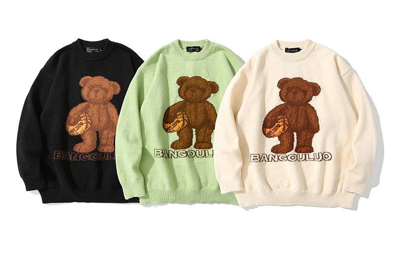 画像4: Unisex bear print sweater  Pullover Sweater 男女兼用 ユニセックスベア 熊 編み込みプルオーバーセーター (4)