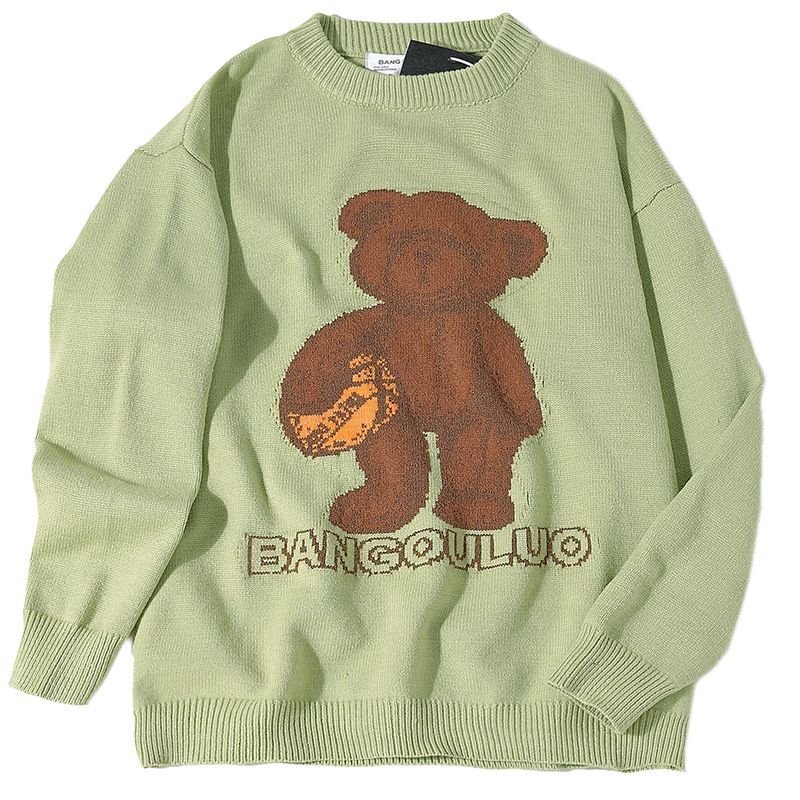 画像8: Unisex bear print sweater  Pullover Sweater 男女兼用 ユニセックスベア 熊 編み込みプルオーバーセーター (8)