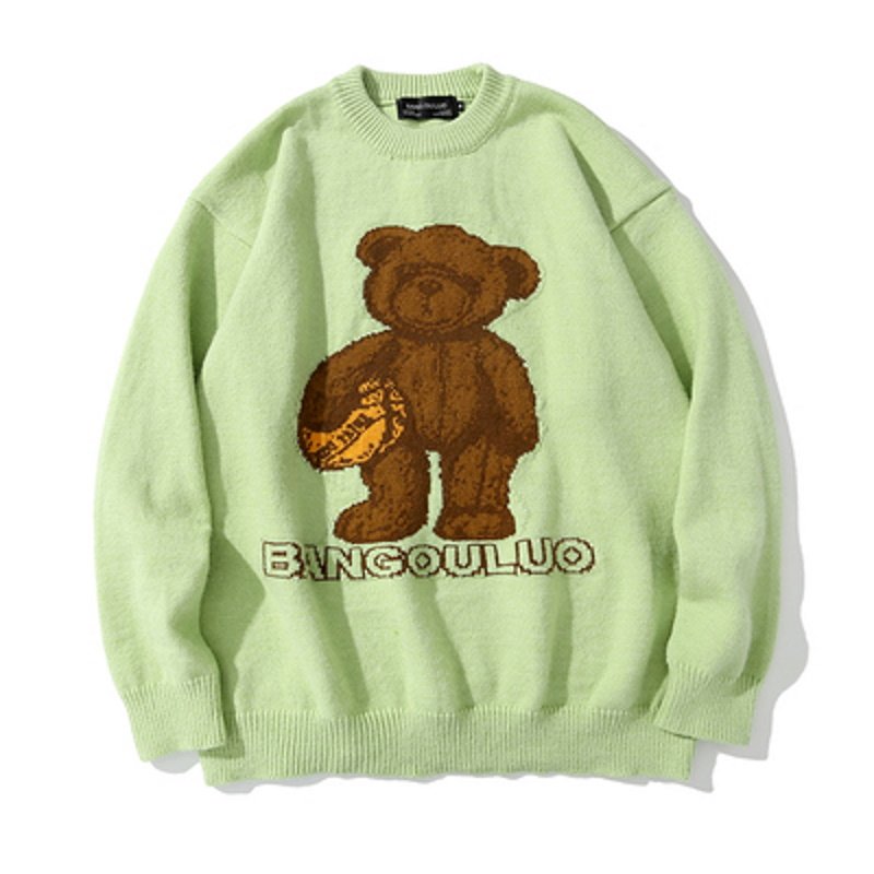 画像3: Unisex bear print sweater  Pullover Sweater 男女兼用 ユニセックスベア 熊 編み込みプルオーバーセーター (3)