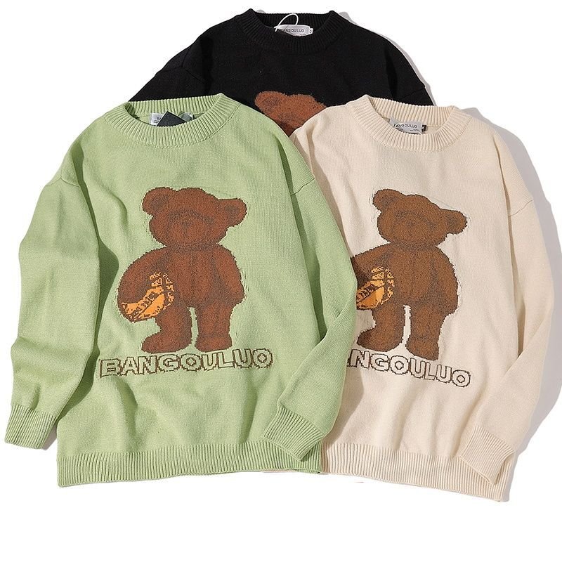 画像5: Unisex bear print sweater  Pullover Sweater 男女兼用 ユニセックスベア 熊 編み込みプルオーバーセーター (5)