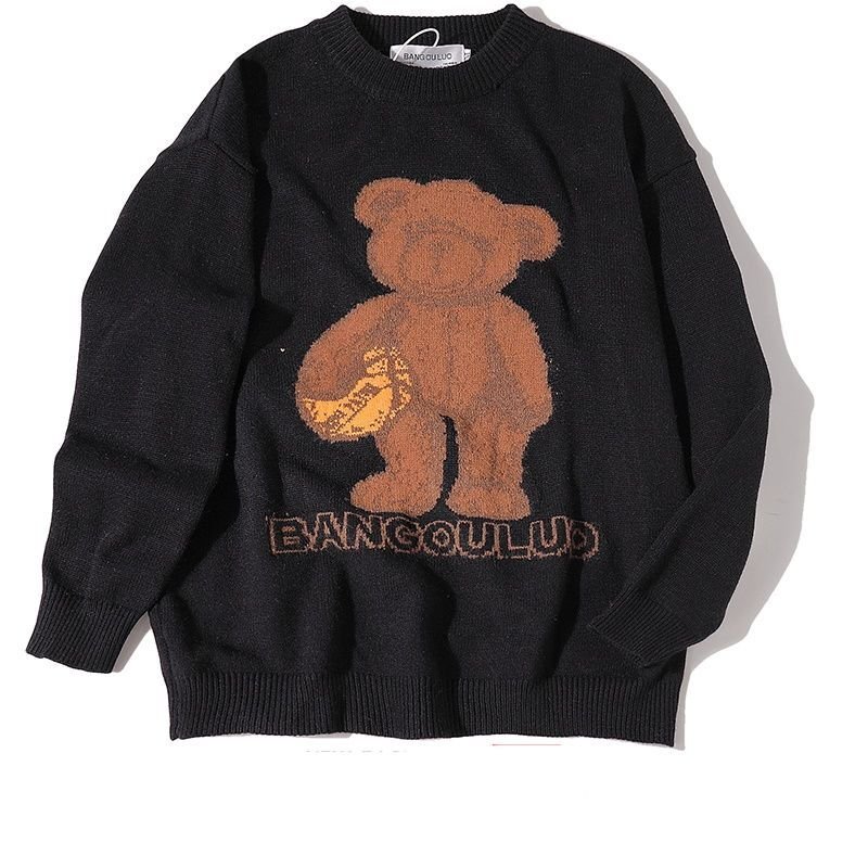 画像9: Unisex bear print sweater  Pullover Sweater 男女兼用 ユニセックスベア 熊 編み込みプルオーバーセーター (9)
