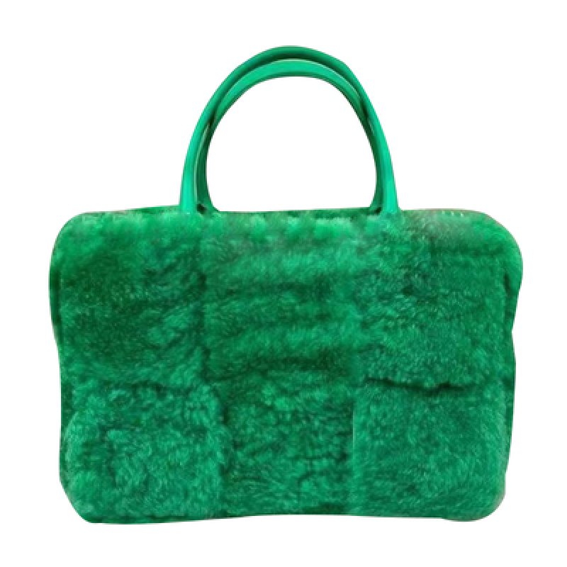 画像4: lamb wool single-shoulder woven tote bag  ラムヘアトートバッグ (4)