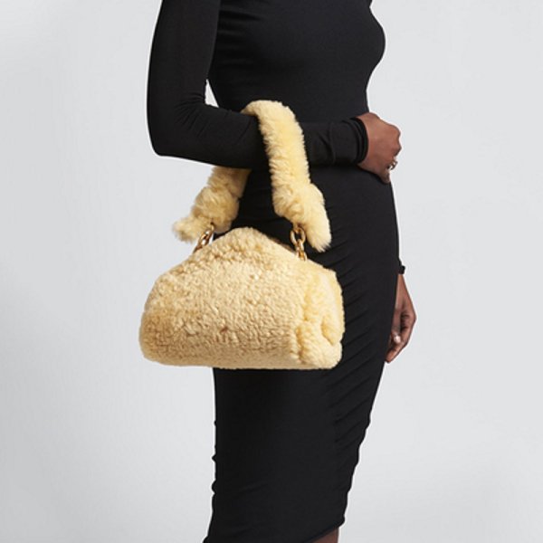 画像1: one-shoulder armpit clip plush lamb hair  bag clutch bag ラムヘア トートショルダークラッチバッグ (1)