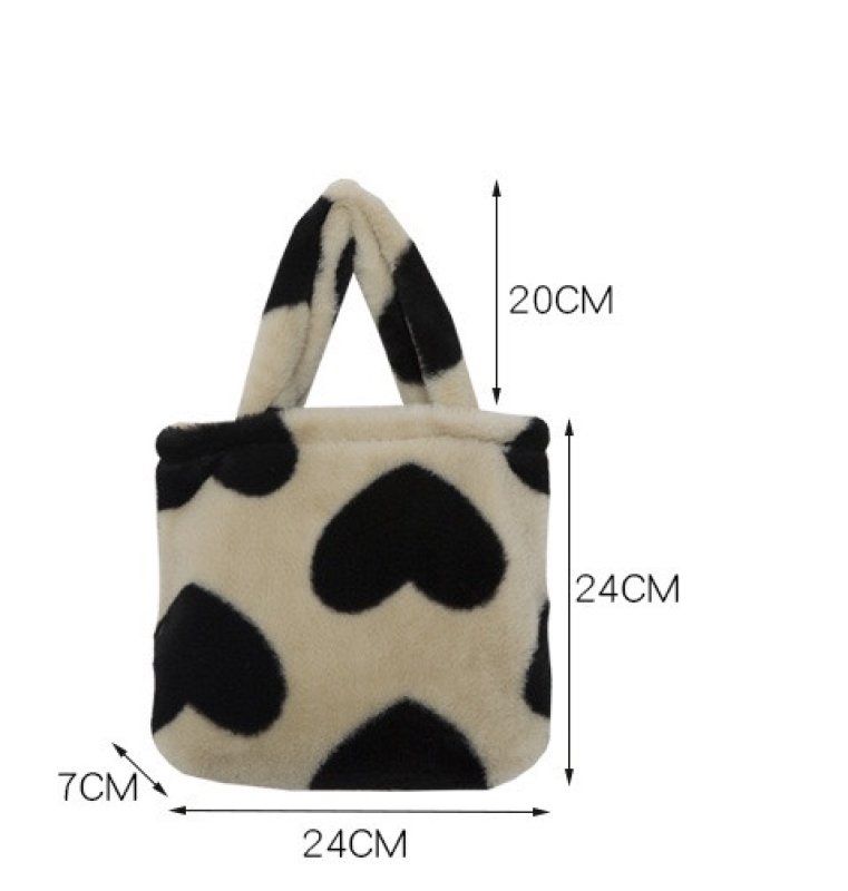 画像3: Heart tote fur bag  ハートファートートバッグ (3)
