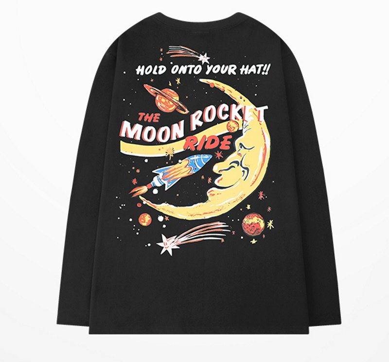 画像1: Space comic print long sleeve T-shirts unisex　男女兼用 ユニセックススペースコミックプリント長袖Tシャツ (1)