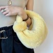 画像2: plush hand bag imitation fur tote clutch bag   ファーサークルトートクラッチバッグ (2)