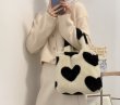 画像2: Heart tote fur bag　　ハートファートートバッグ (2)