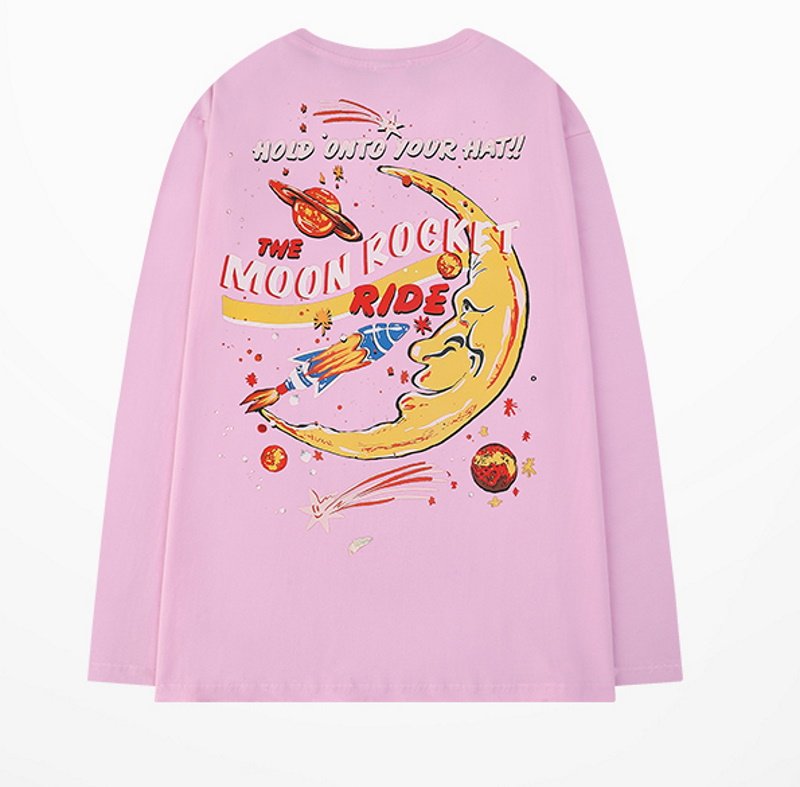 画像2: Space comic print long sleeve T-shirts unisex　男女兼用 ユニセックススペースコミックプリント長袖Tシャツ (2)