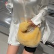 画像13: plush hand bag imitation fur tote clutch bag   ファーサークルトートクラッチバッグ (13)