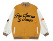 画像2: With leather sleeves and embleme Baseball Jacket blouson  ユニセッ クス男女兼用 袖レザー＆エンブレム付き刺繍スタジャン ジャンパー  ジャケット ブルゾン (2)