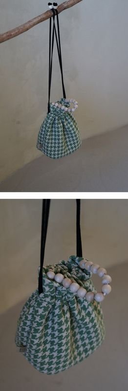 画像4: houndstooth bucket totevshoulder bag 千鳥格子バケットトートショルダーバッグ (4)