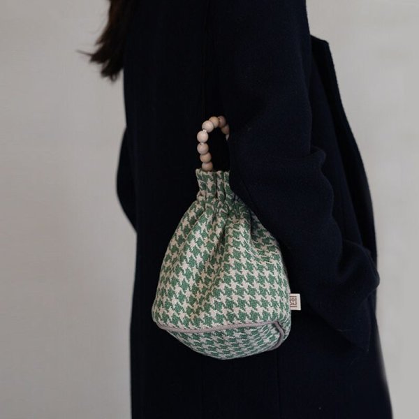 画像3: houndstooth bucket totevshoulder bag　千鳥格子バケットトートショルダーバッグ (3)