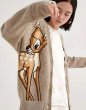 画像1: Women Fawn Bambi braided cardigan 　小鹿のバンビ編み込みカーディガン セーター　 (1)