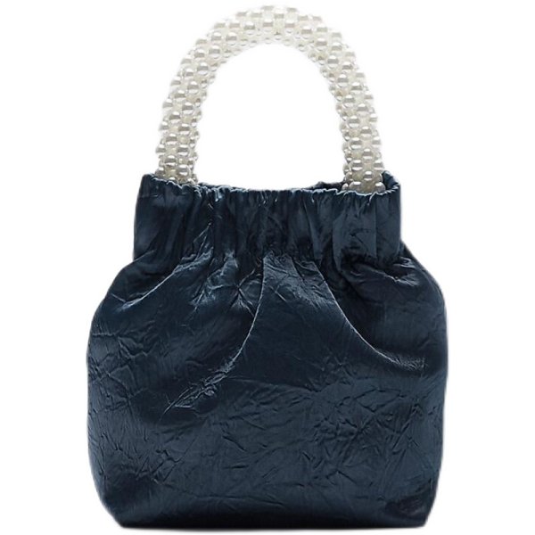 画像1: fashion blue high-end pearl handbag　パールハンドルワンショルダートート ショルダーバッグ (1)