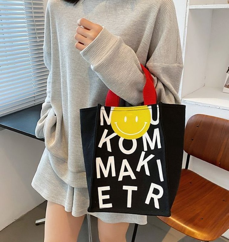 画像7: Canvas Smile Market Tote Eco Bag キャンバス スマイルマーケット トート エコバッグ (7)
