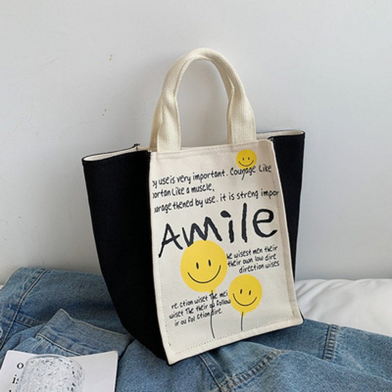 画像6: Canvas Smile Market Tote Eco Bag キャンバス スマイルマーケット トート エコバッグ (6)