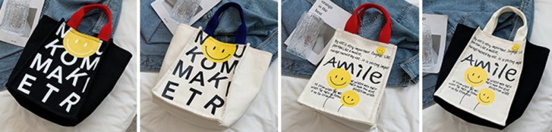 画像5: Canvas Smile Market Tote Eco Bag キャンバス スマイルマーケット トート エコバッグ (5)