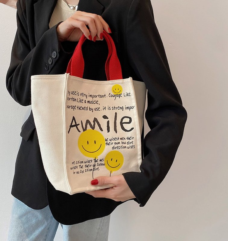 画像10: Canvas Smile Market Tote Eco Bag キャンバス スマイルマーケット トート エコバッグ (10)