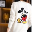 画像2: Women Mickey Mouse double-sided braided V-neck cardigan sweater　ミッキーマウスダブル編み込みVネックカーディガン セーター　 (2)